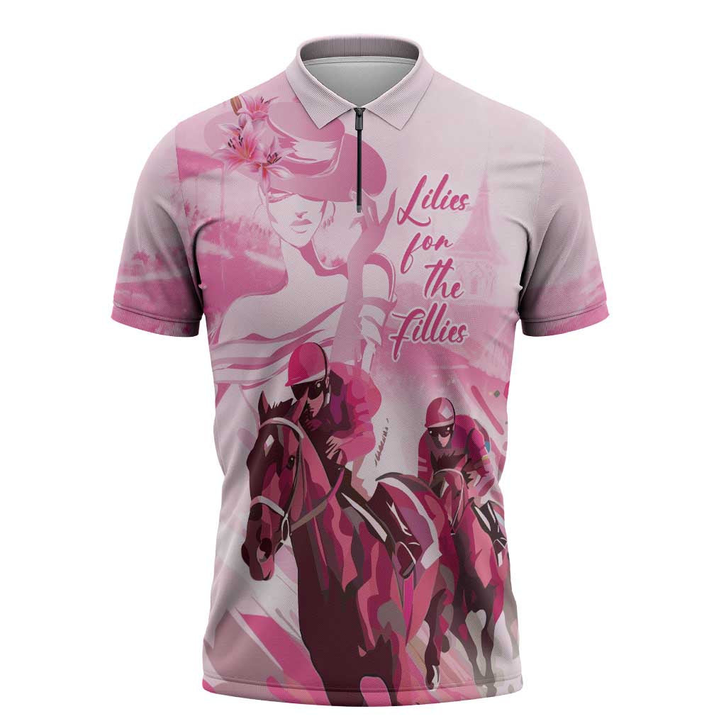 Kentucky Horse Racing Oaks Zipper Polo Shirt Lilies For The Fillies