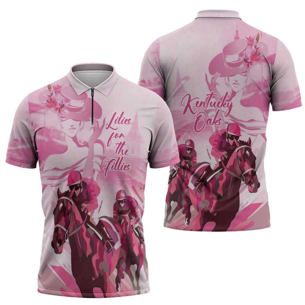 Kentucky Horse Racing Oaks Zipper Polo Shirt Lilies For The Fillies