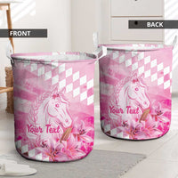 Kentucky Horse Racing Oaks Personalized Laundry Basket Filly Lily Flowers Pink Out