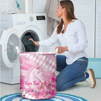 Kentucky Horse Racing Oaks Personalized Laundry Basket Filly Lily Flowers Pink Out