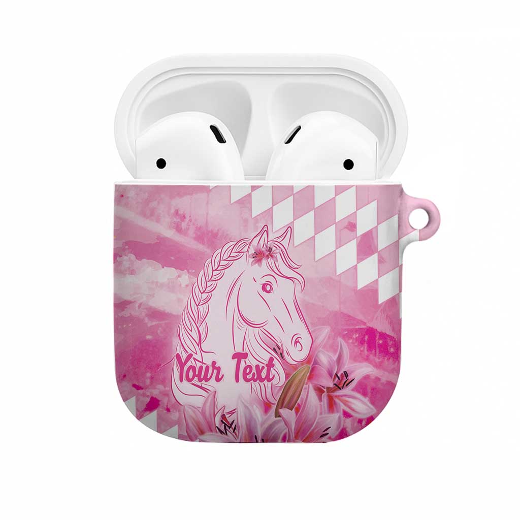 Kentucky Horse Racing Oaks Personalized AirPods Case Filly Lily Flowers Pink Out