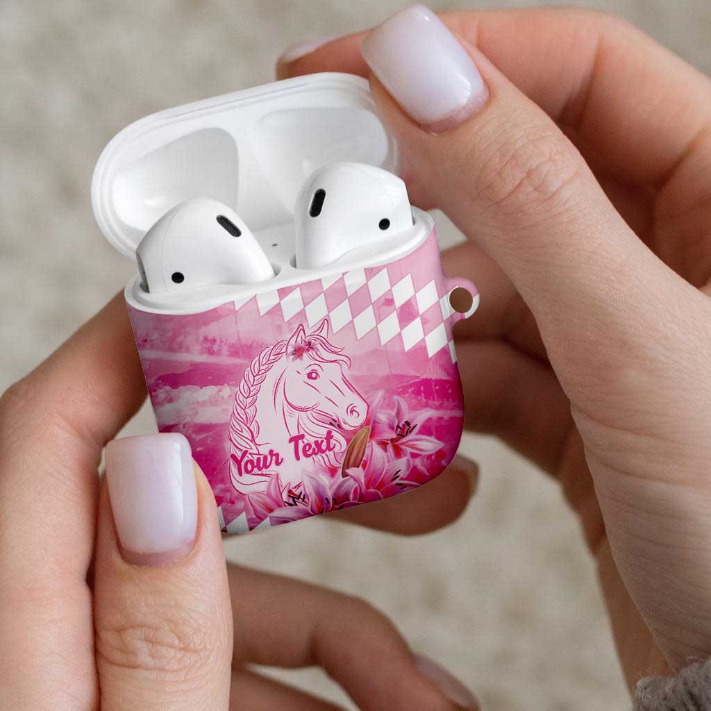 Kentucky Horse Racing Oaks Personalized AirPods Case Filly Lily Flowers Pink Out