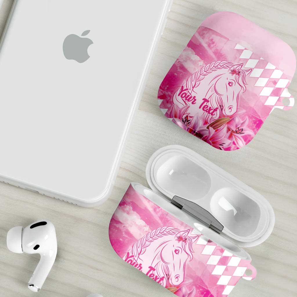 Kentucky Horse Racing Oaks Personalized AirPods Case Filly Lily Flowers Pink Out