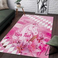 Kentucky Horse Racing Oaks Personalized Area Rug Filly Lily Flowers Pink Out