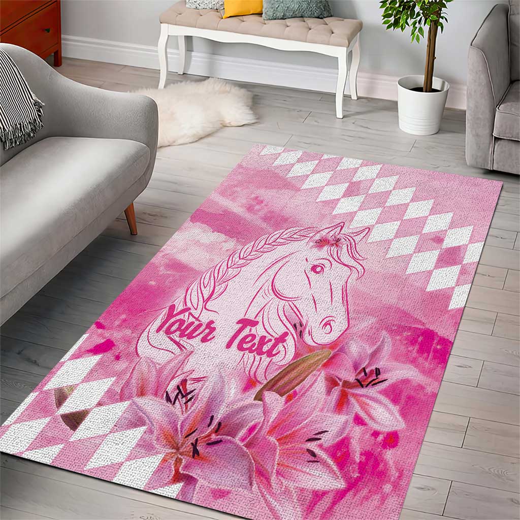 Kentucky Horse Racing Oaks Personalized Area Rug Filly Lily Flowers Pink Out