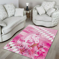 Kentucky Horse Racing Oaks Personalized Area Rug Filly Lily Flowers Pink Out
