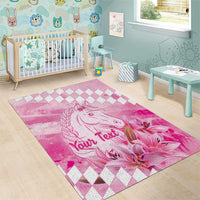 Kentucky Horse Racing Oaks Personalized Area Rug Filly Lily Flowers Pink Out