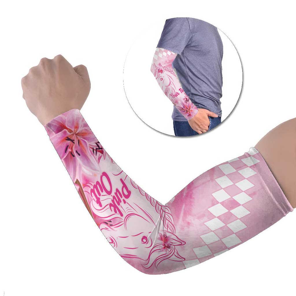 Kentucky Horse Racing Oaks Personalized Arm Sleeves Filly Lily Flowers Pink Out