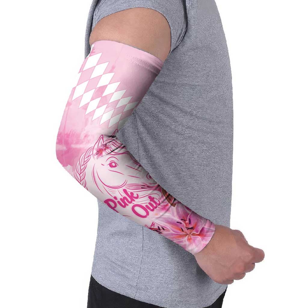 Kentucky Horse Racing Oaks Personalized Arm Sleeves Filly Lily Flowers Pink Out