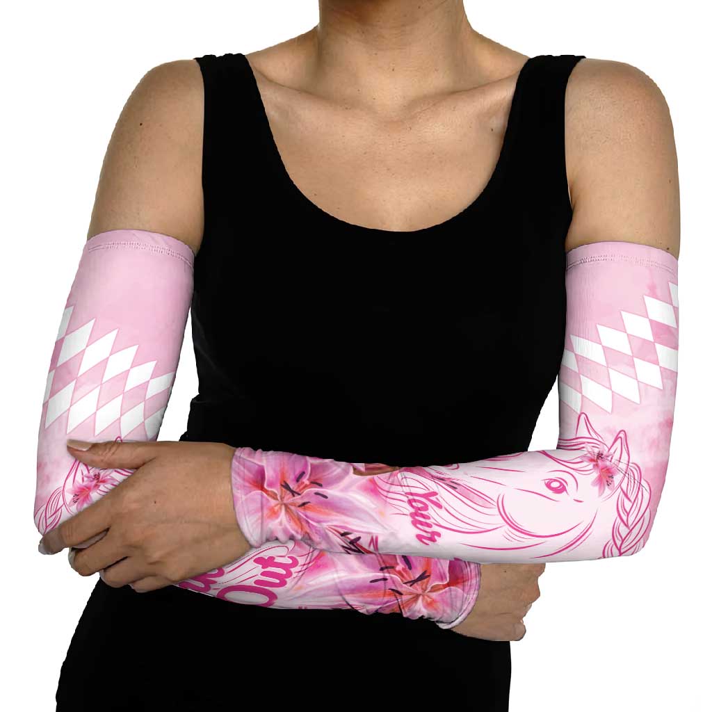 Kentucky Horse Racing Oaks Personalized Arm Sleeves Filly Lily Flowers Pink Out