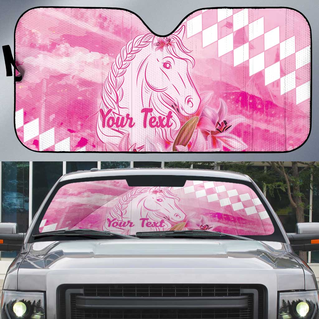 Kentucky Horse Racing Oaks Personalized Auto Sun Shade Filly Lily Flowers Pink Out