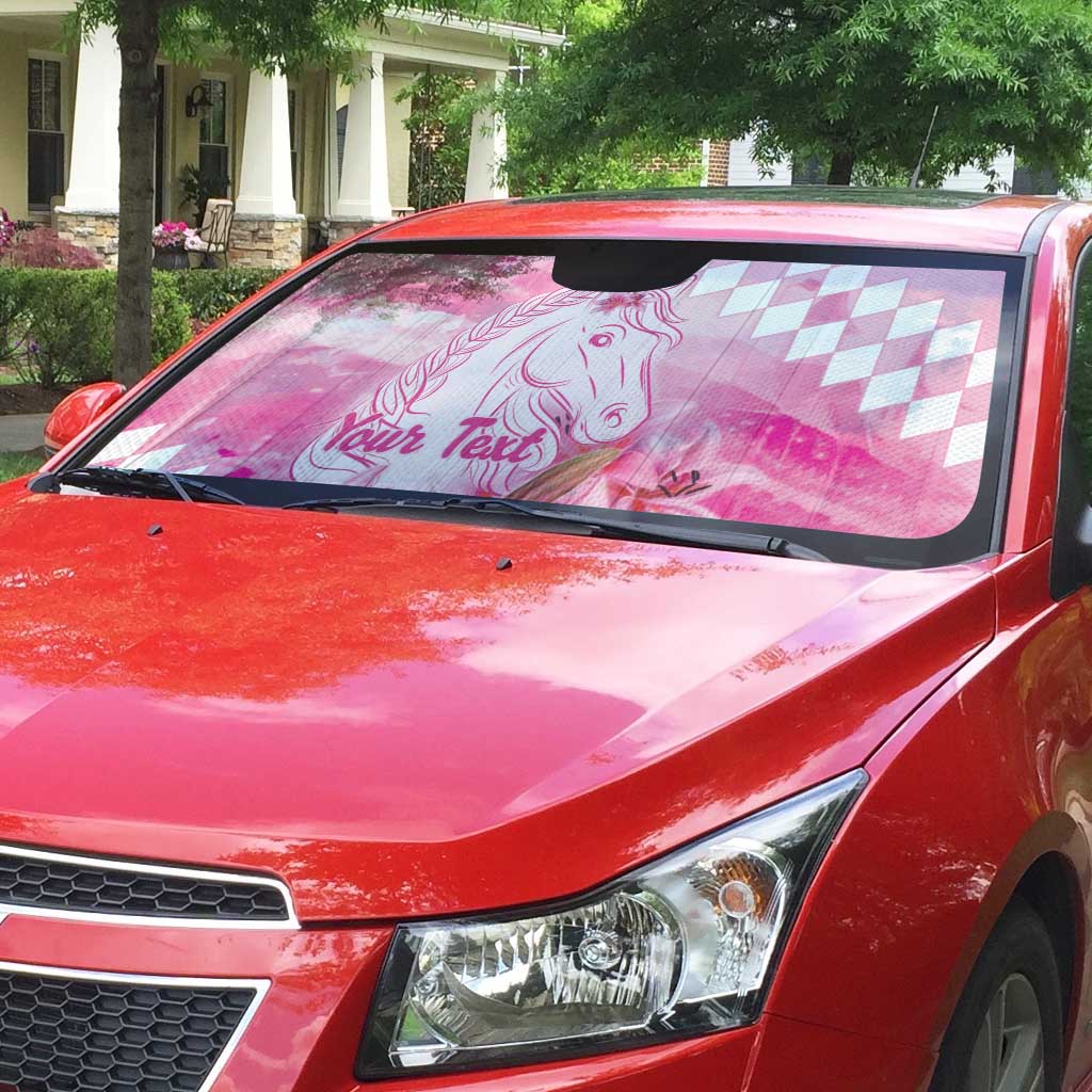 Kentucky Horse Racing Oaks Personalized Auto Sun Shade Filly Lily Flowers Pink Out