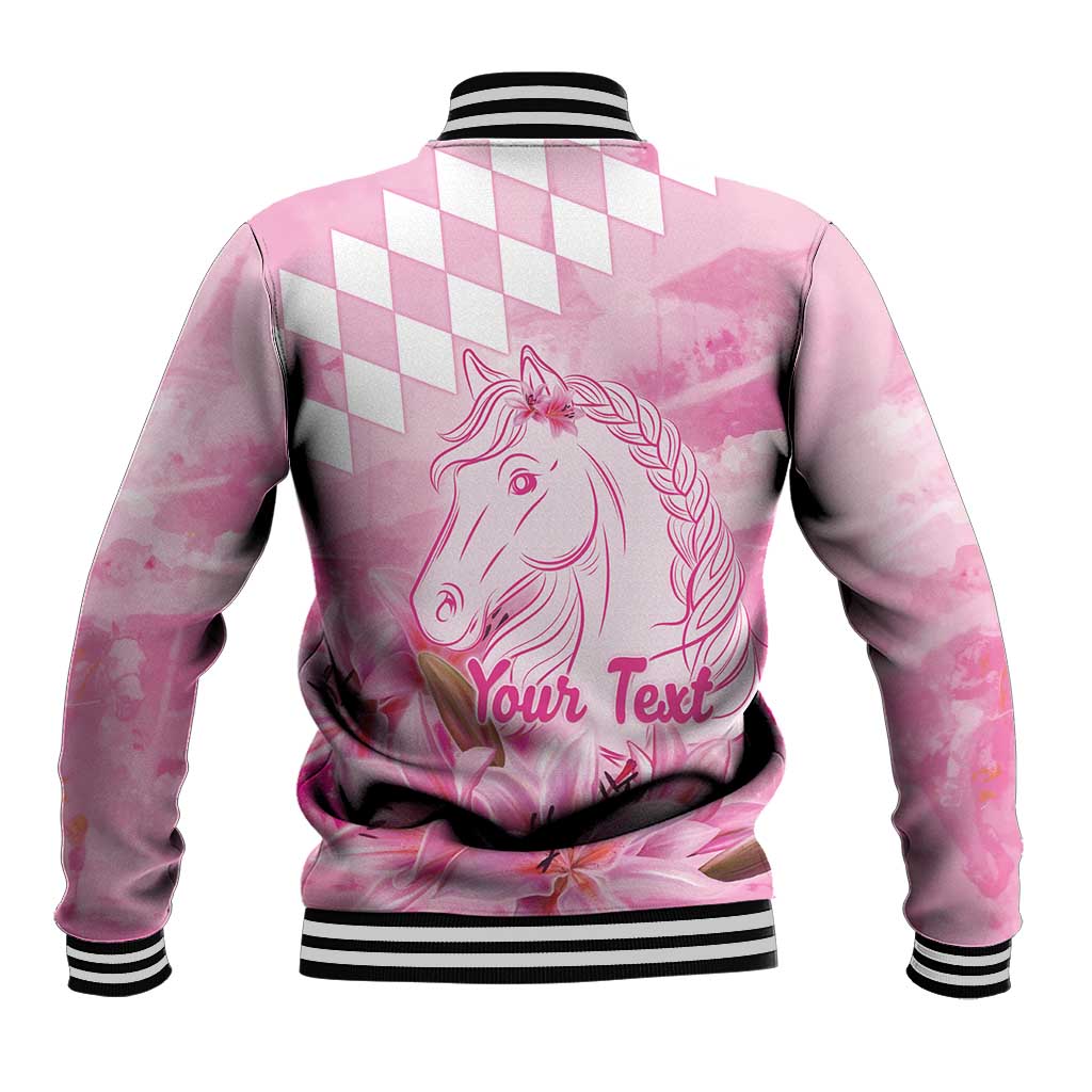 Kentucky Horse Racing Oaks Personalized Baseball Jacket Filly Lily Flowers Pink Out