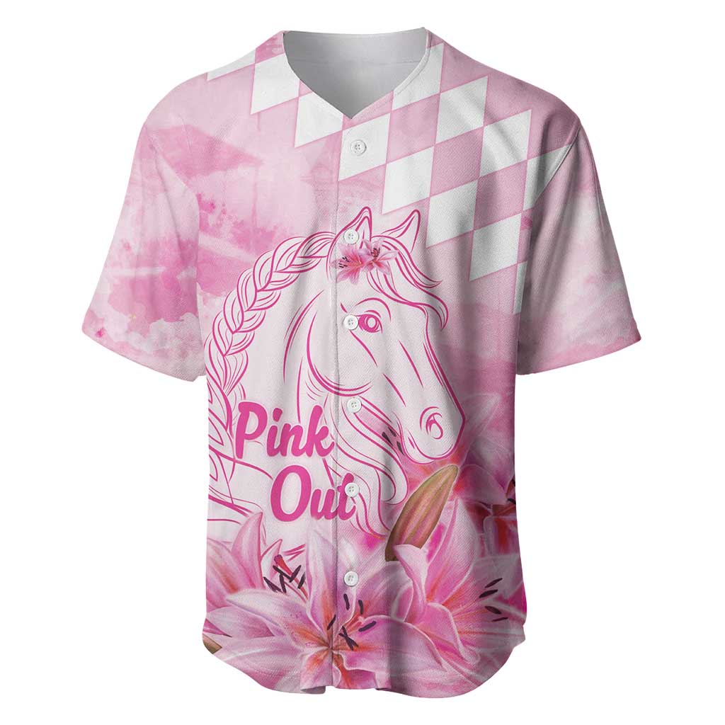 Kentucky Horse Racing Oaks Personalized Baseball Jersey Filly Lily Flowers Pink Out