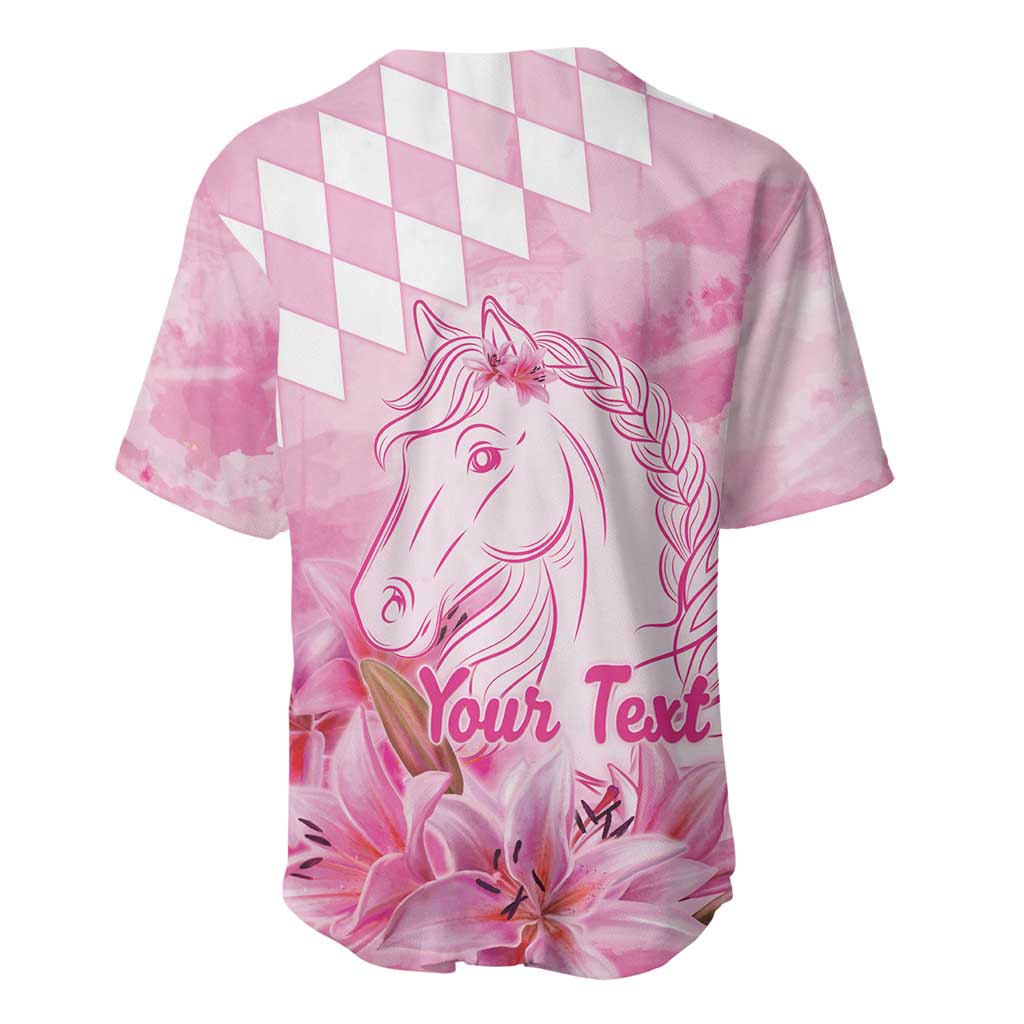 Kentucky Horse Racing Oaks Personalized Baseball Jersey Filly Lily Flowers Pink Out