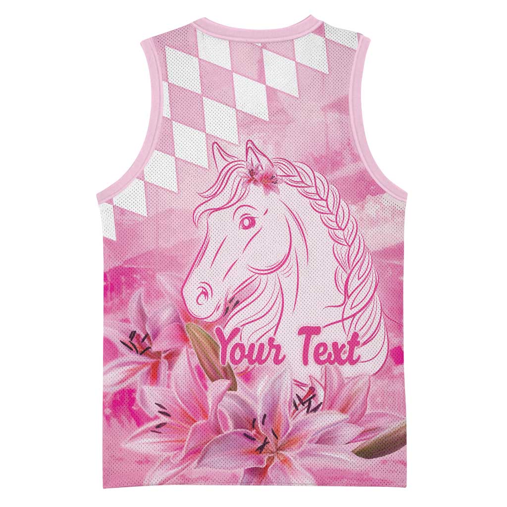 Kentucky Horse Racing Oaks Personalized Basketball Jersey Filly Lily Flowers Pink Out