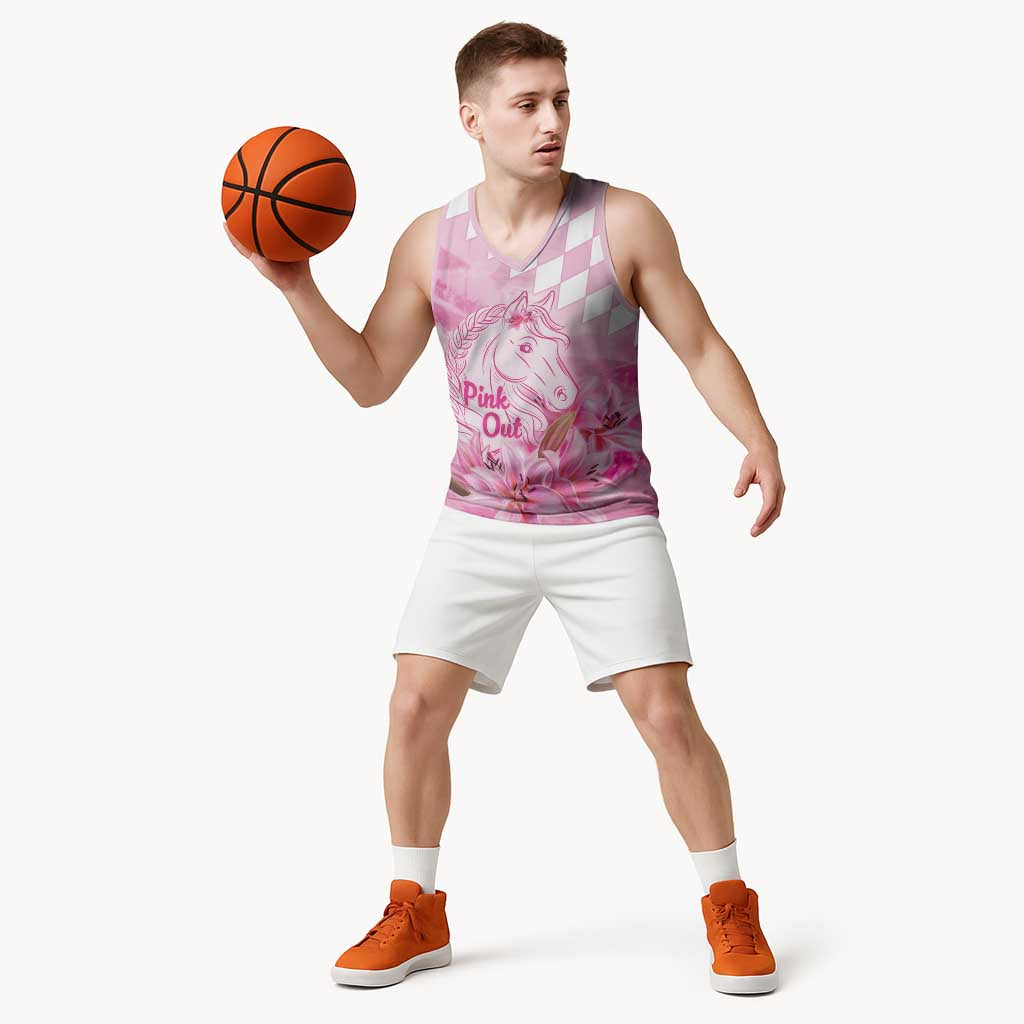 Kentucky Horse Racing Oaks Personalized Basketball Jersey Filly Lily Flowers Pink Out