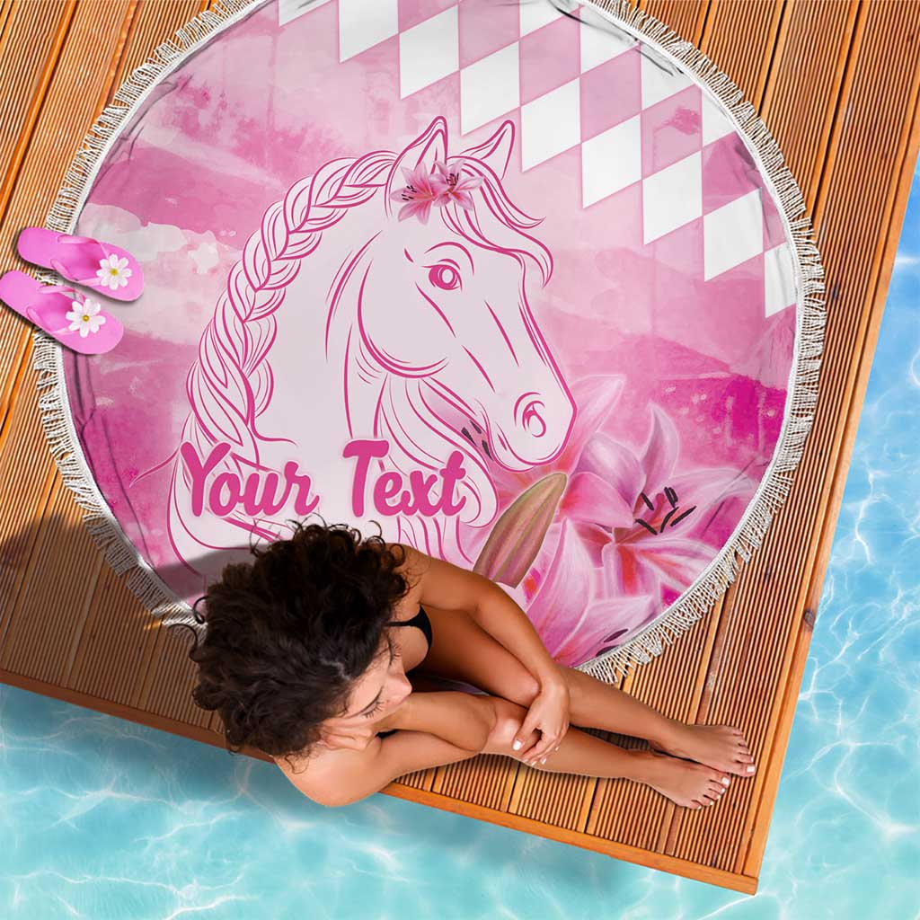 Kentucky Horse Racing Oaks Personalized Beach Blanket Filly Lily Flowers Pink Out
