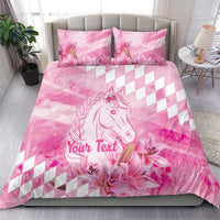 Kentucky Horse Racing Oaks Personalized Bedding Set Filly Lily Flowers Pink Out
