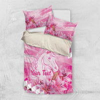 Kentucky Horse Racing Oaks Personalized Bedding Set Filly Lily Flowers Pink Out