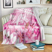Kentucky Horse Racing Oaks Personalized Blanket Filly Lily Flowers Pink Out