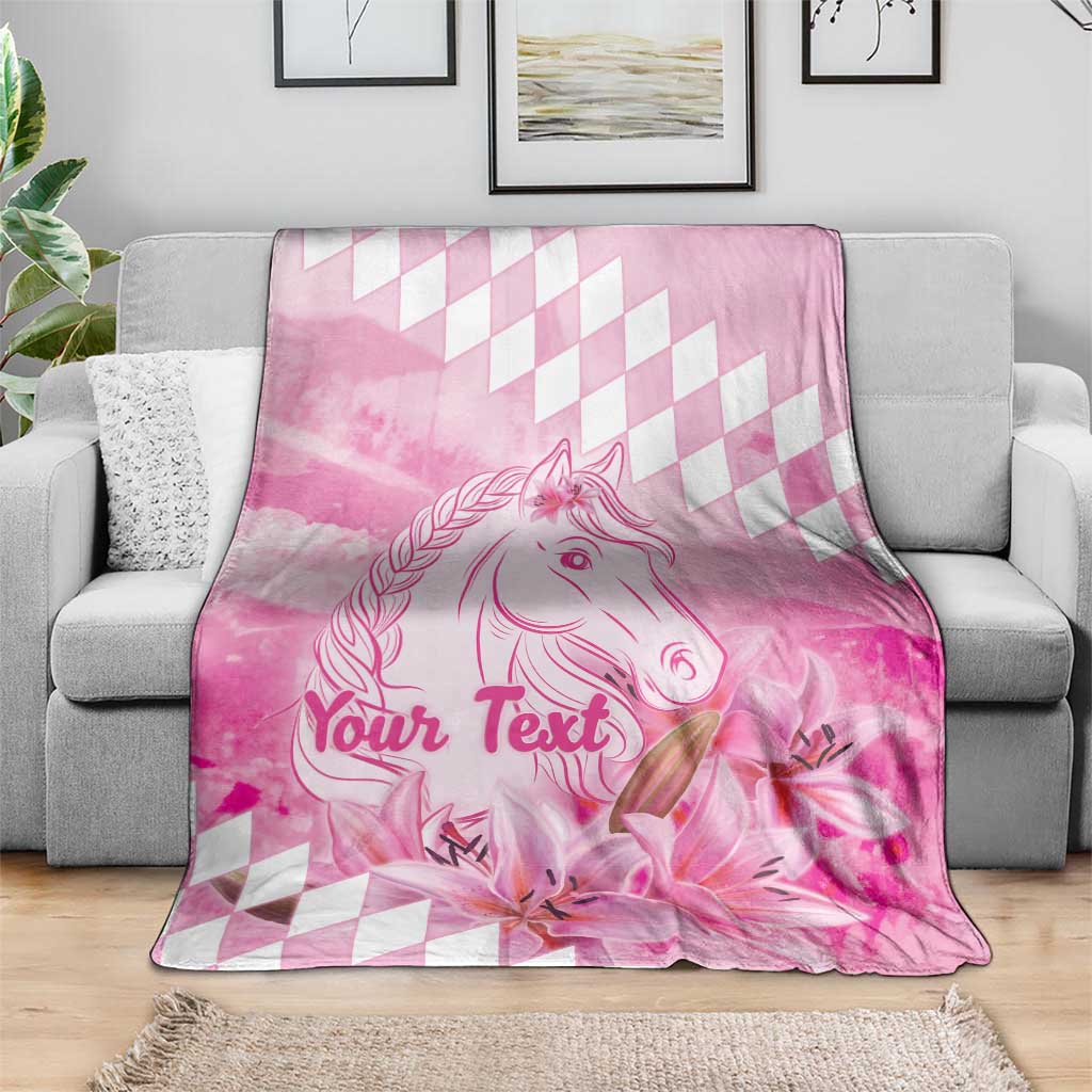 Kentucky Horse Racing Oaks Personalized Blanket Filly Lily Flowers Pink Out