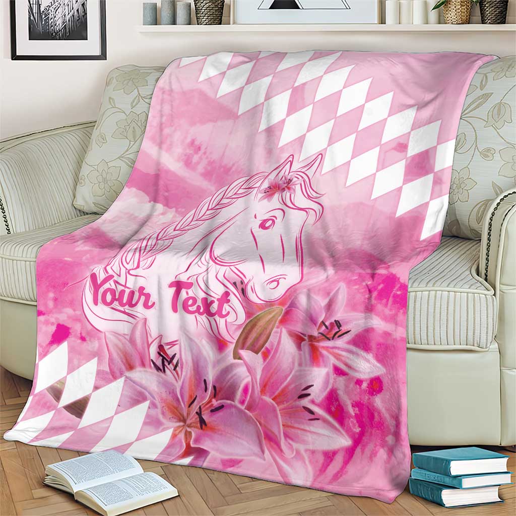 Kentucky Horse Racing Oaks Personalized Blanket Filly Lily Flowers Pink Out