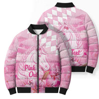 Kentucky Horse Racing Oaks Personalized Bomber Puffer Jacket Filly Lily Flowers Pink Out