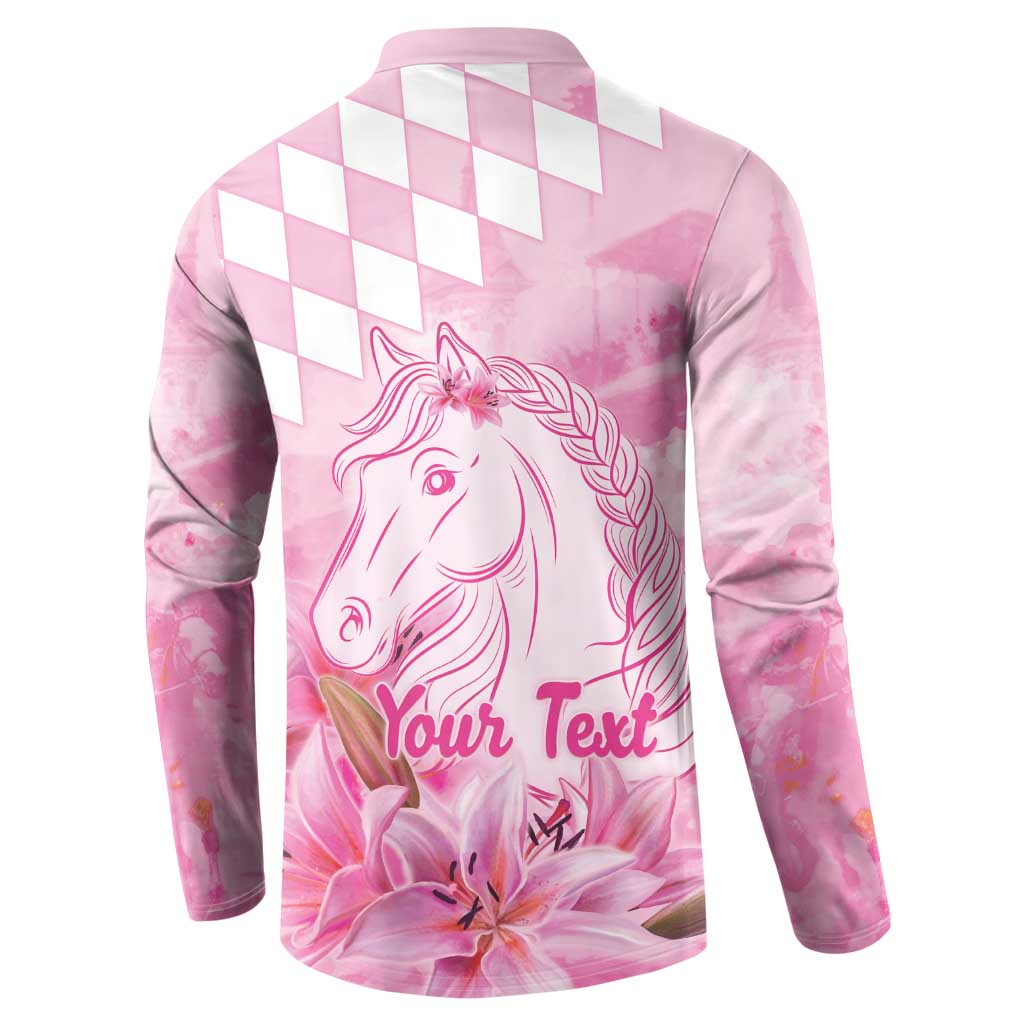 Kentucky Horse Racing Oaks Personalized Button Sweatshirt Filly Lily Flowers Pink Out