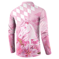 Kentucky Horse Racing Oaks Personalized Button Sweatshirt Filly Lily Flowers Pink Out