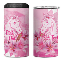 Kentucky Horse Racing Oaks Personalized 4 in 1 Can Cooler Tumbler Filly Lily Flowers Pink Out