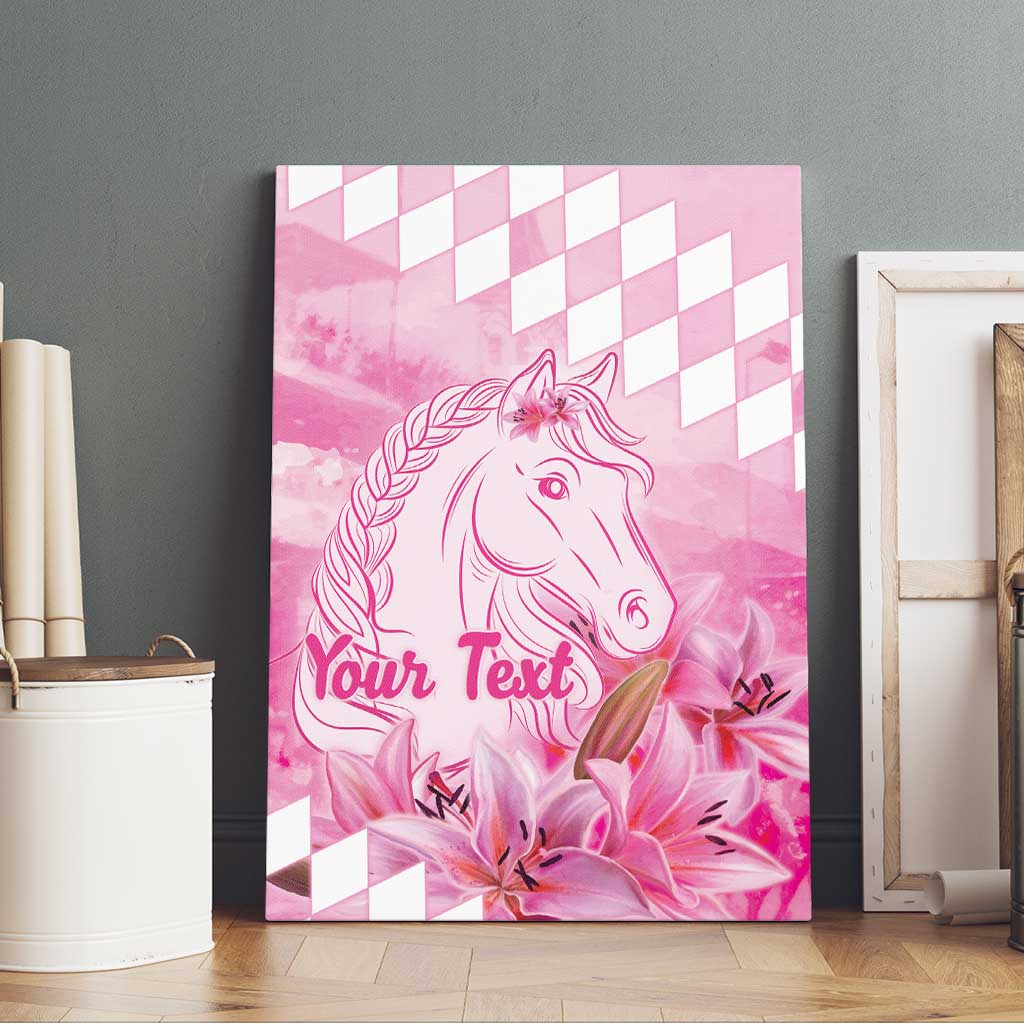 Kentucky Horse Racing Oaks Personalized Canvas Wall Art Filly Lily Flowers Pink Out