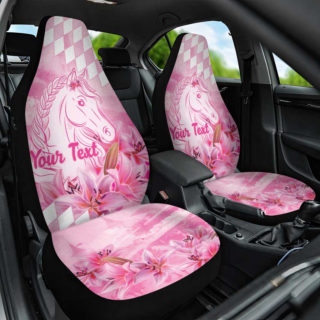 Kentucky Horse Racing Oaks Personalized Car Seat Cover Filly Lily Flowers Pink Out