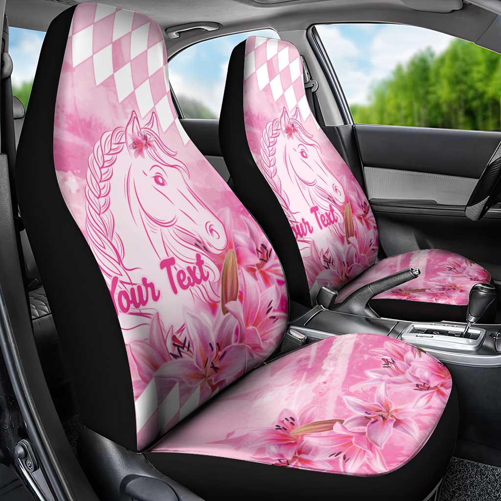 Kentucky Horse Racing Oaks Personalized Car Seat Cover Filly Lily Flowers Pink Out