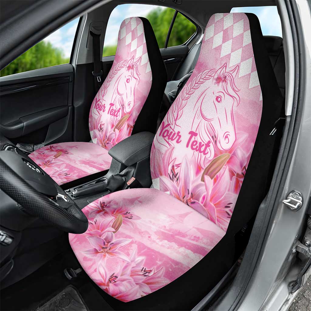 Kentucky Horse Racing Oaks Personalized Car Seat Cover Filly Lily Flowers Pink Out