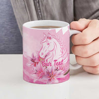 Kentucky Horse Racing Oaks Personalized Ceramic Mug Filly Lily Flowers Pink Out