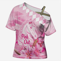Kentucky Horse Racing Oaks Personalized Cross Shoulder Shirt Filly Lily Flowers Pink Out
