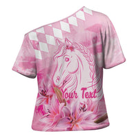 Kentucky Horse Racing Oaks Personalized Cross Shoulder Shirt Filly Lily Flowers Pink Out