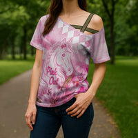 Kentucky Horse Racing Oaks Personalized Cross Shoulder Shirt Filly Lily Flowers Pink Out
