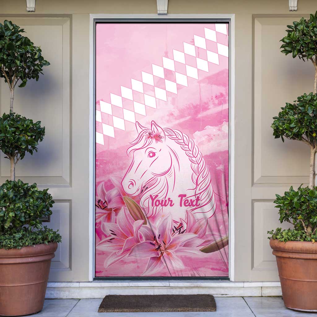 Kentucky Horse Racing Oaks Personalized Door Cover Filly Lily Flowers Pink Out