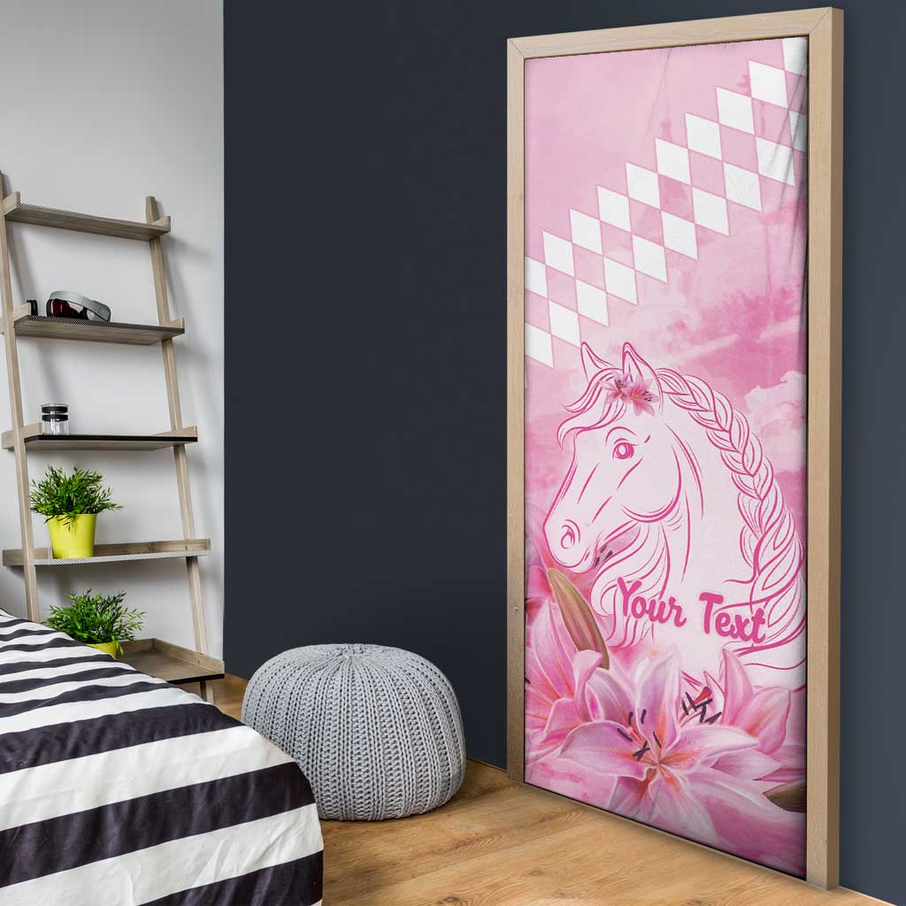 Kentucky Horse Racing Oaks Personalized Door Cover Filly Lily Flowers Pink Out