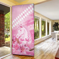 Kentucky Horse Racing Oaks Personalized Door Cover Filly Lily Flowers Pink Out