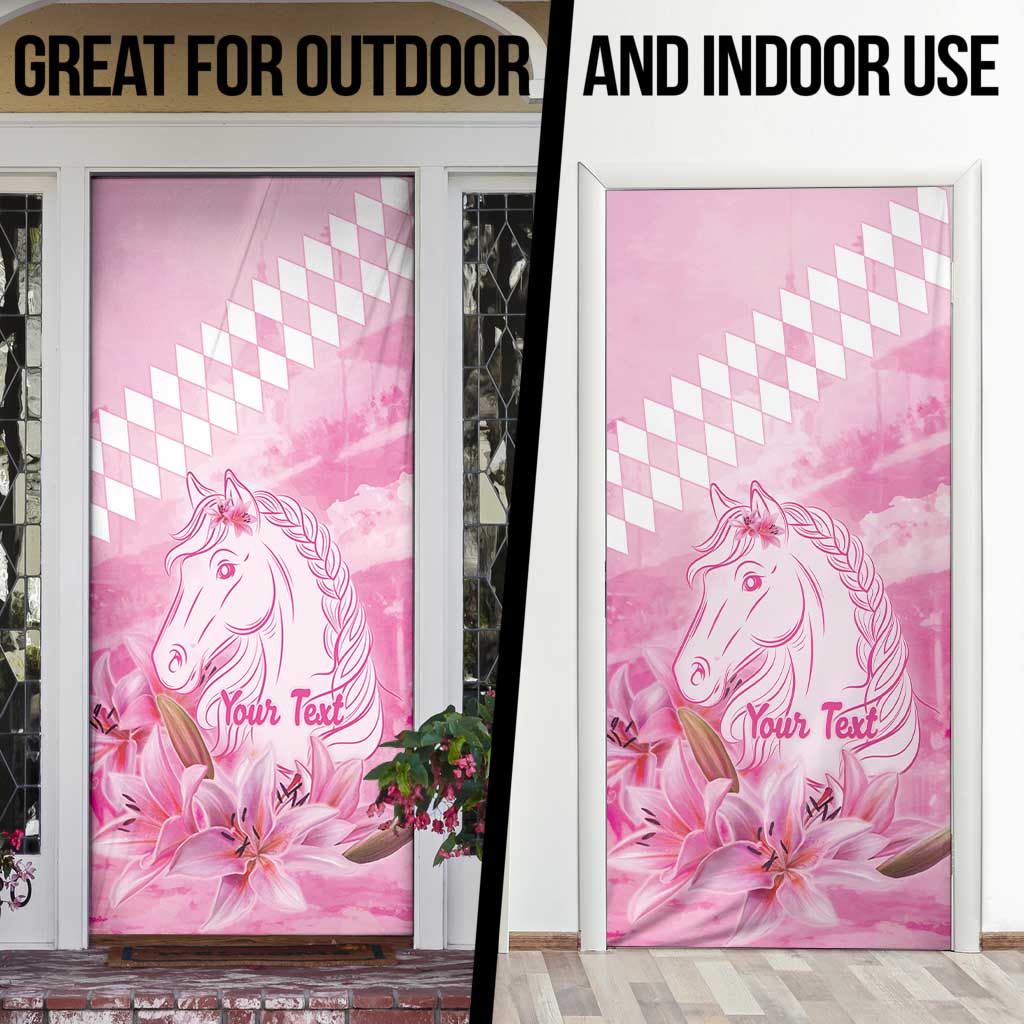 Kentucky Horse Racing Oaks Personalized Door Cover Filly Lily Flowers Pink Out