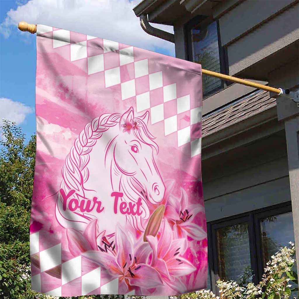 Kentucky Horse Racing Oaks Personalized Garden Flag Filly Lily Flowers Pink Out