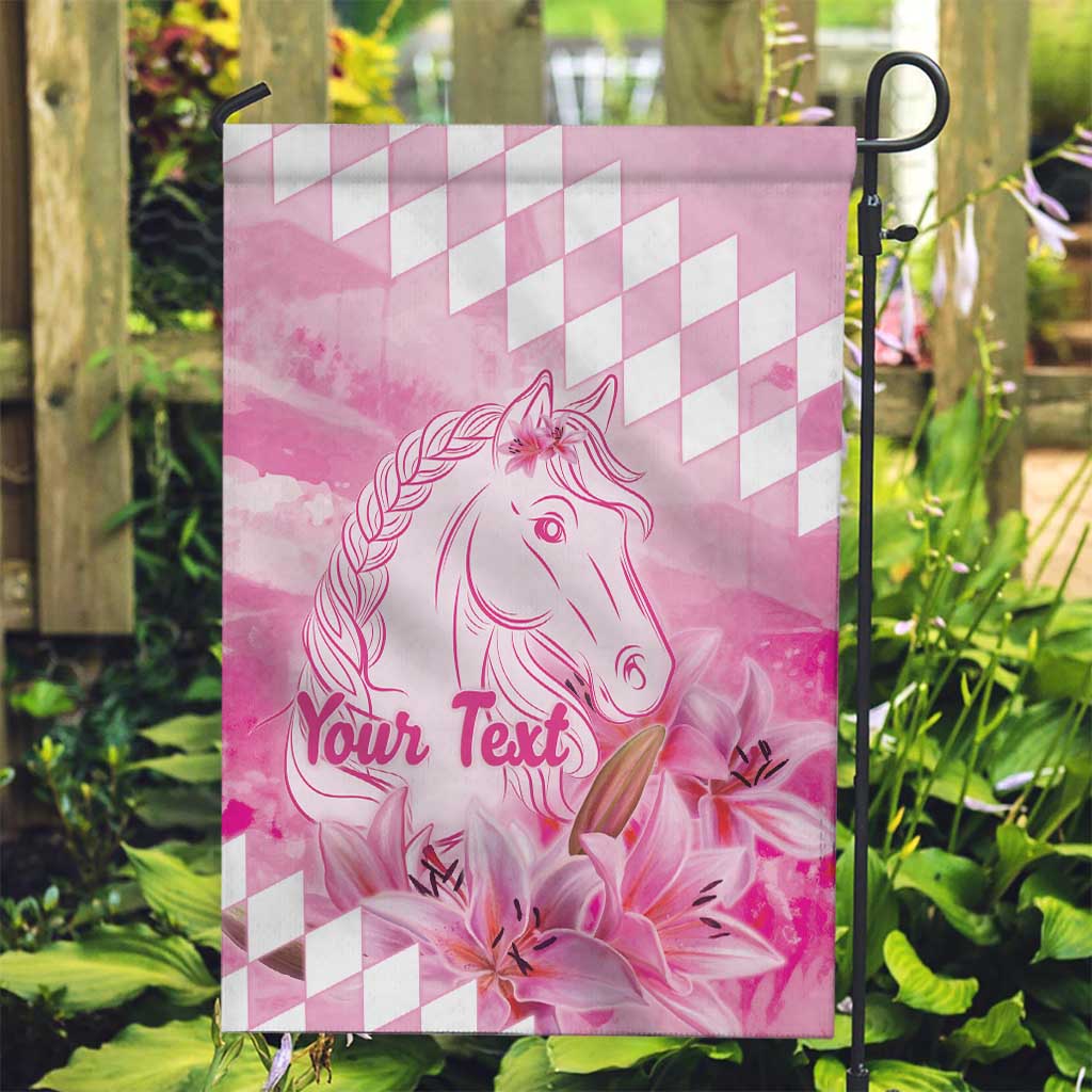 Kentucky Horse Racing Oaks Personalized Garden Flag Filly Lily Flowers Pink Out