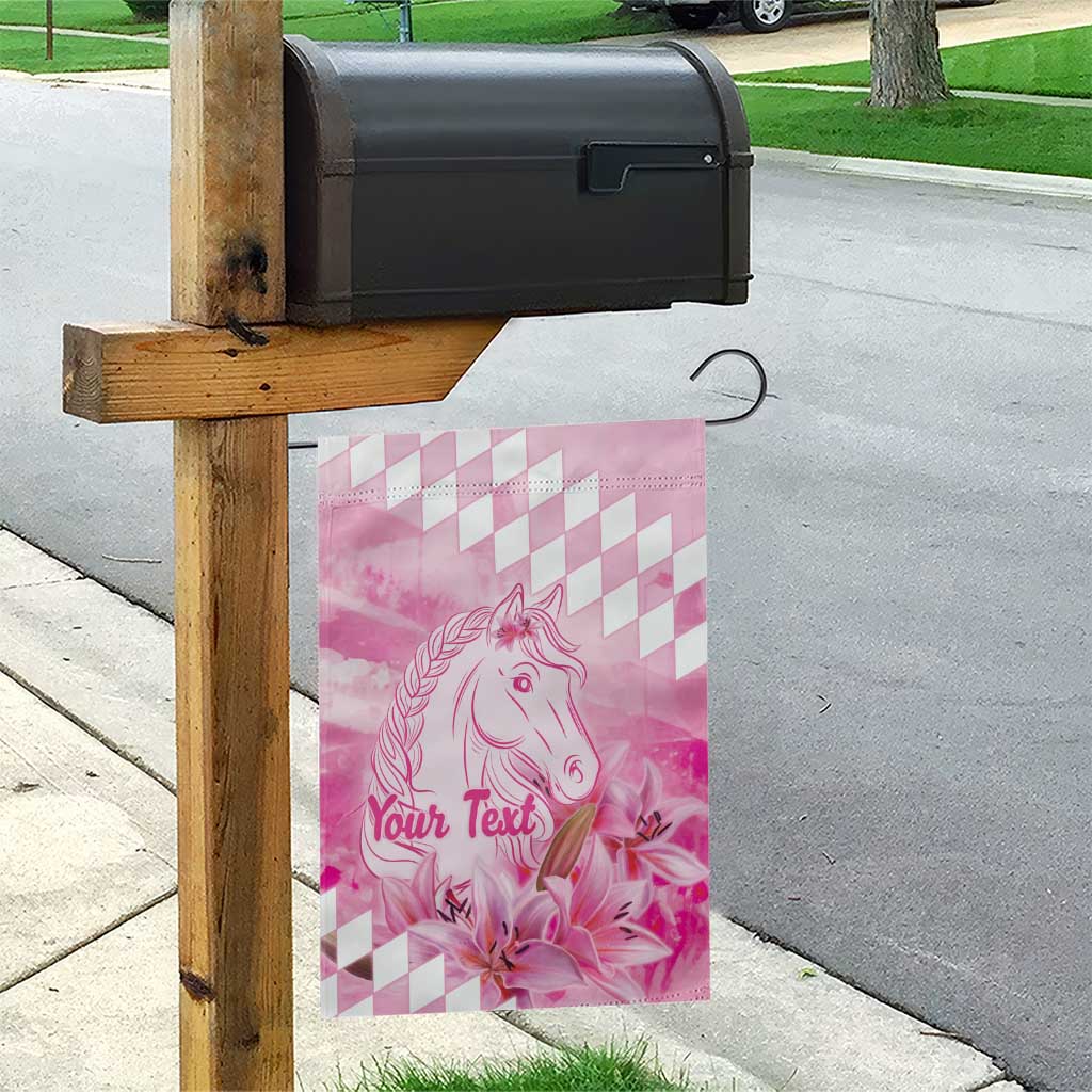 Kentucky Horse Racing Oaks Personalized Garden Flag Filly Lily Flowers Pink Out
