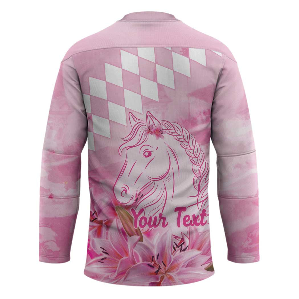 Kentucky Horse Racing Oaks Personalized Hockey Jersey Filly Lily Flowers Pink Out