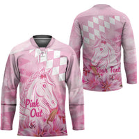 Kentucky Horse Racing Oaks Personalized Hockey Jersey Filly Lily Flowers Pink Out