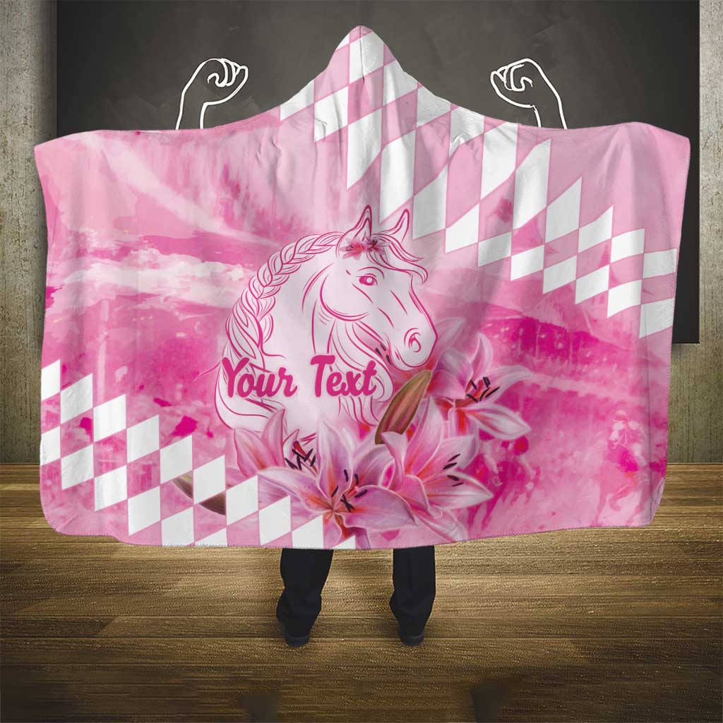 Kentucky Horse Racing Oaks Personalized Hooded Blanket Filly Lily Flowers Pink Out