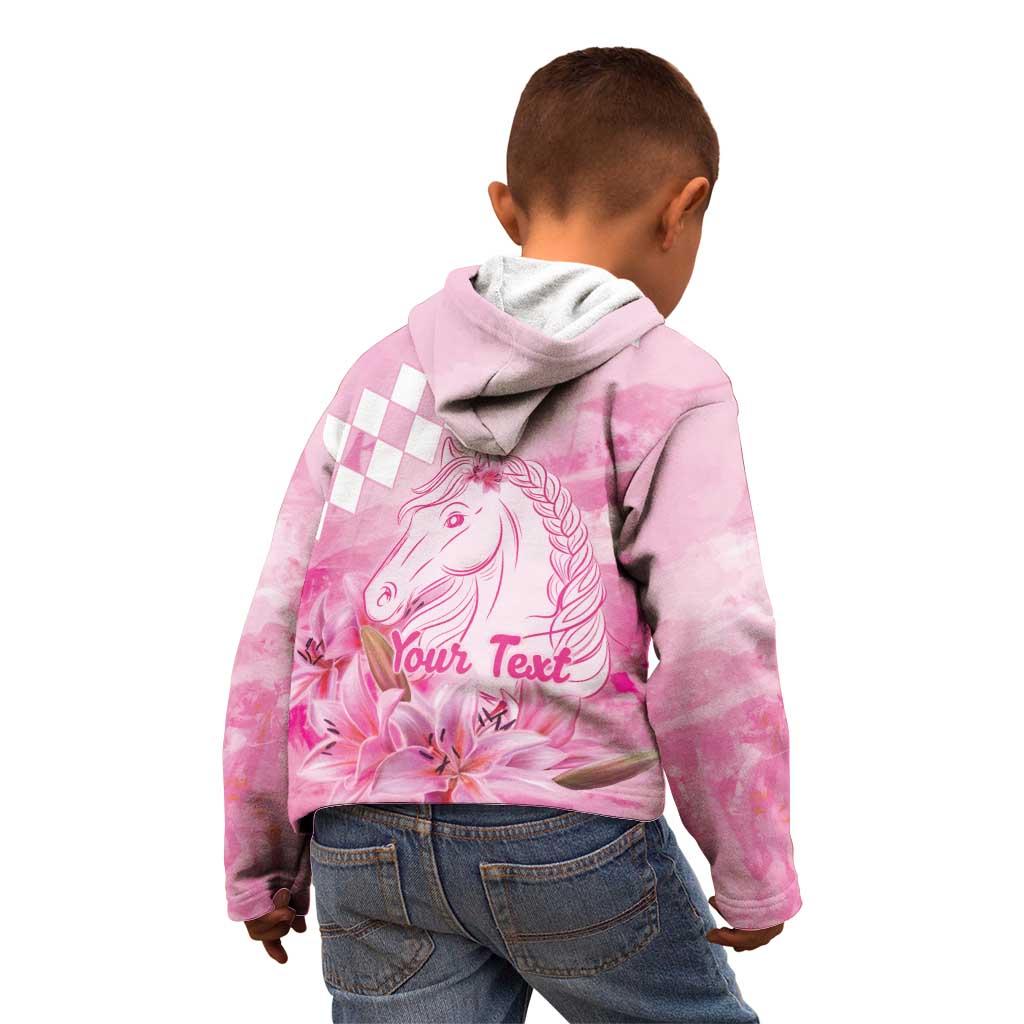 Kentucky Horse Racing Oaks Personalized Kid Hoodie Filly Lily Flowers Pink Out